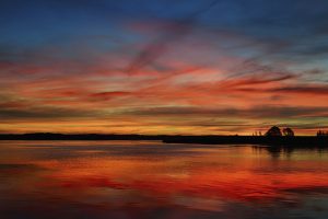 Colorful sunrise on a lake